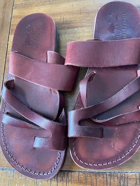 Camel Leather Sandals - Size 42